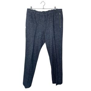 Solid Homme Mens Herringbone Trousers Gray Wool Blend Pants Size 50‎ EU Slim Fit
